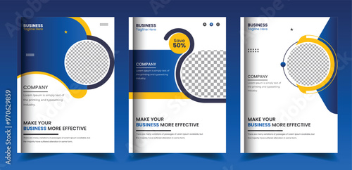 Business brochure cover layout, annual report, poster, flyer in A4 colorful triangles