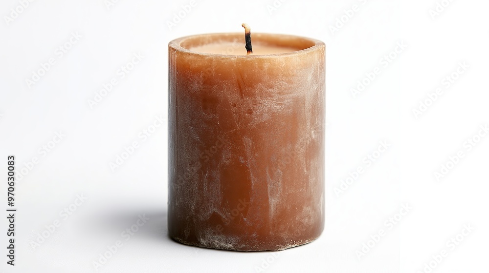 one single old dirty candle isolated on white background one single old dirty candle isolated on white background