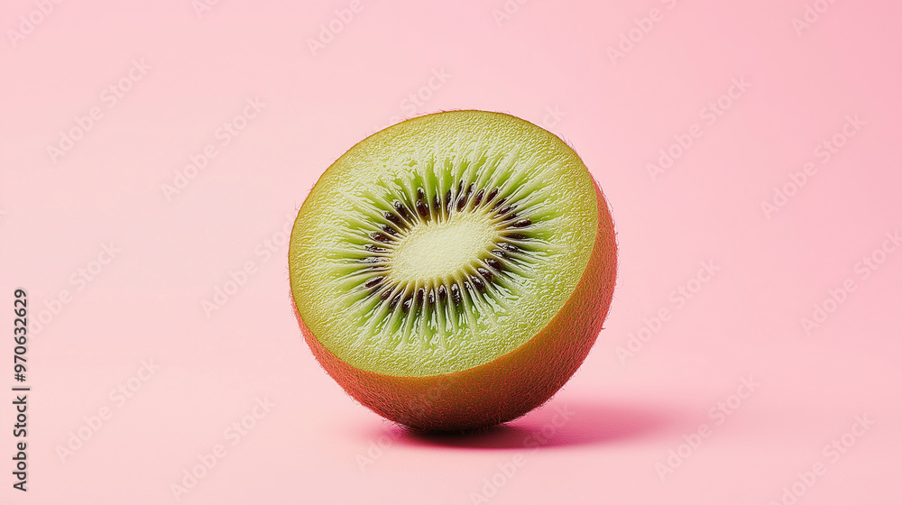 kiwi fruit on a rose background kiwi fruit on a rose background