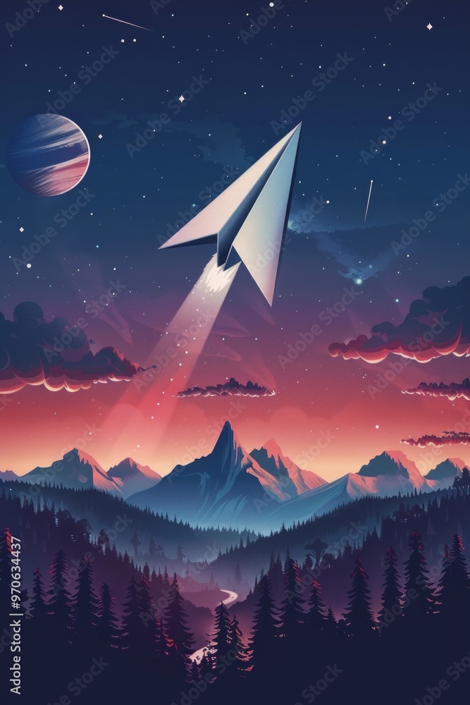 A paper plane's journey through various landscapes or environments. A paper plane's journey through various landscapes or environments.