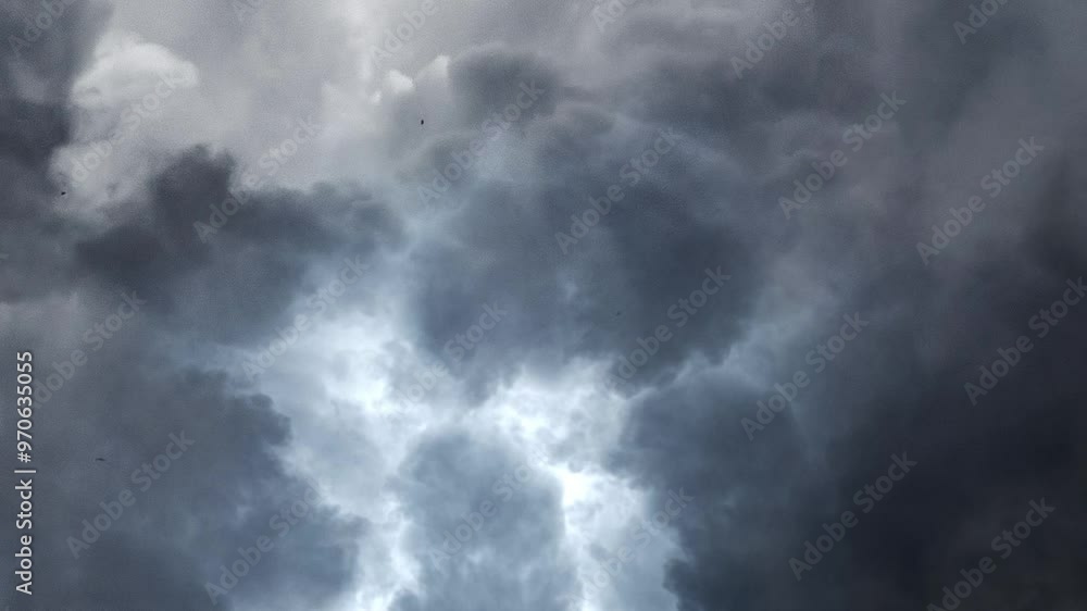 Lightning strike with dark clouds in sky. Lightning strike with dark clouds in sky.