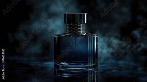 High-resolution image of a perfume spray with dark backdrop, capturing the essence of luxury and elegance.