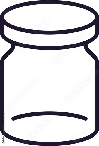 Glass Jar Isolated Editable Stroke Drawn with Thin Line