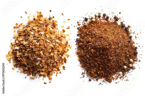 A fresh Cajun spice and Cajun spice Power isolated on white