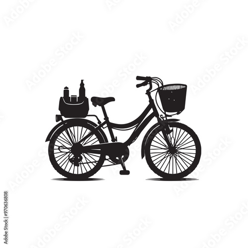 Bicycle silhouette. Bike vector logo. Bicycle illustration black and white.