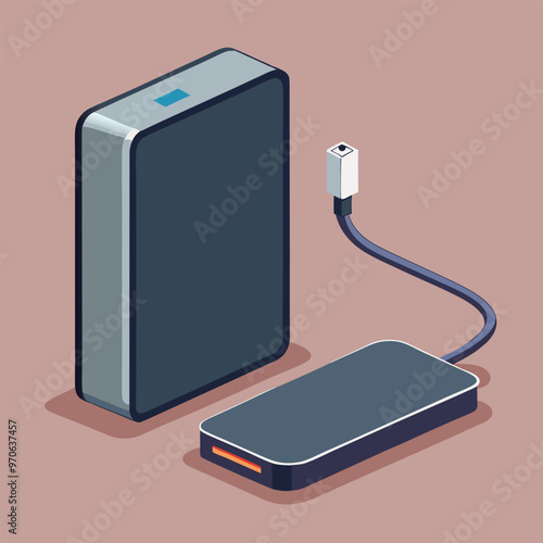 illustration of a compact, high-capacity power bank.