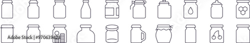 Glassware Line Icon Collection. Modern Collection for Design, Web Sites, Apps, Cards. Contains Linear Images of Glass Jar