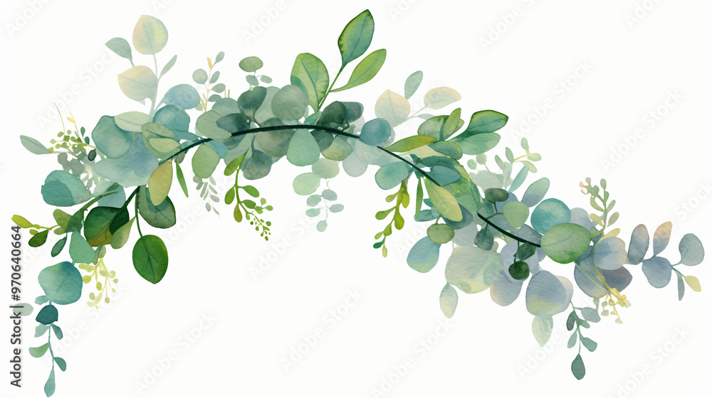 A delicate watercolor illustration of green leaves and foliage, elegantly arranged to create a fresh and natural aesthetic, perfect for botanical design. A delicate watercolor illustration of green leaves and foliage, elegantly arranged to create a fresh and natural aesthetic, perfect for botanical design.