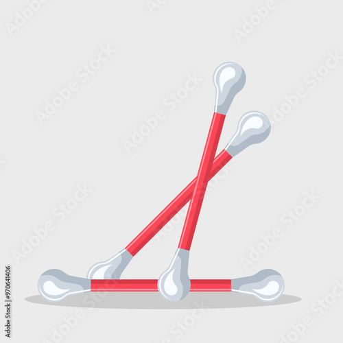 Flat illustration cotton swabs, ear stick