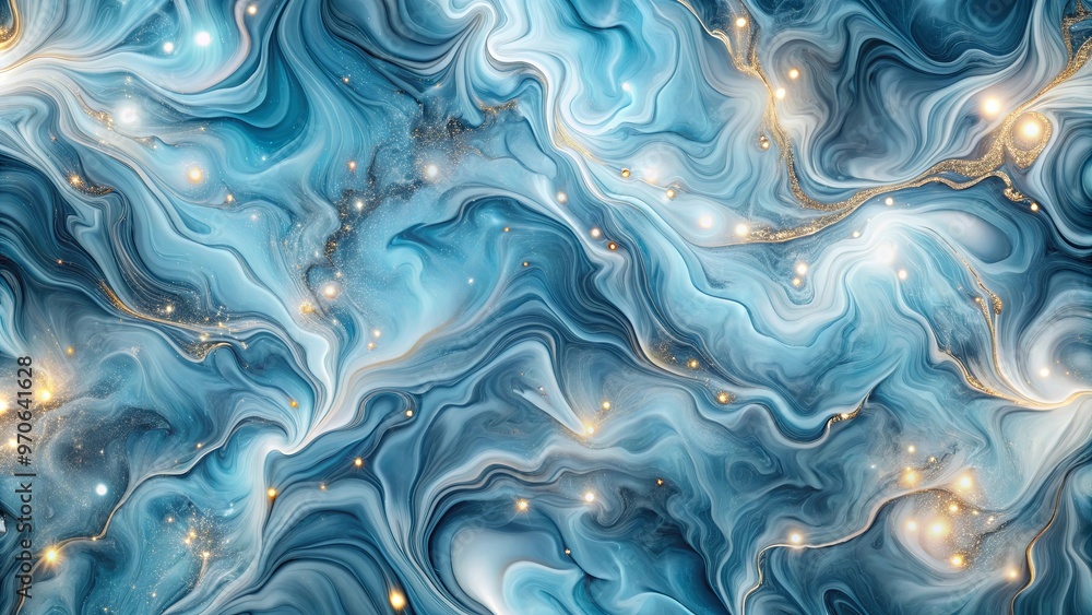 Cool blues and greys in fluid marble textures with glowing points perfect for wallpaper background Cool blues and greys in fluid marble textures with glowing points perfect for wallpaper background