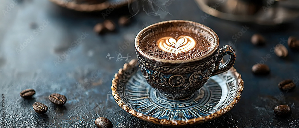 Traditional turkish coffee drink concept Traditional turkish coffee drink concept