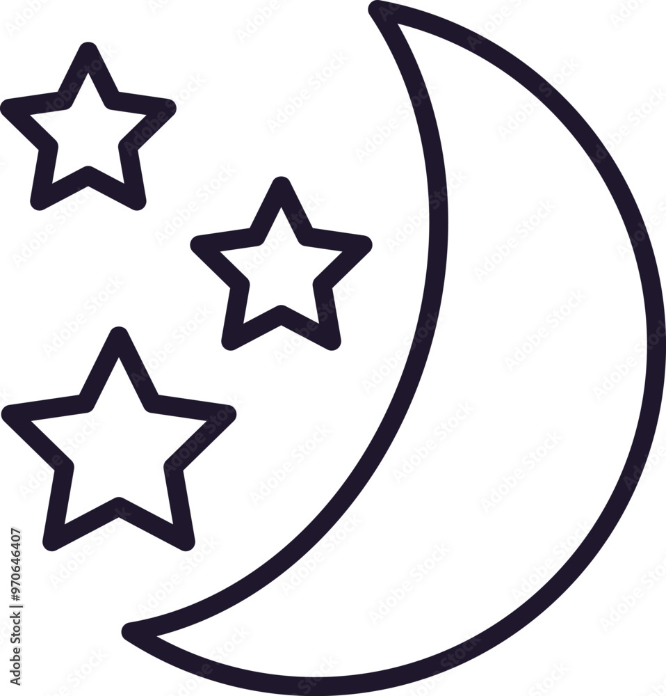 The Moon and Stars Isolated Line Icon for Books The Moon and Stars Isolated Line Icon for Books