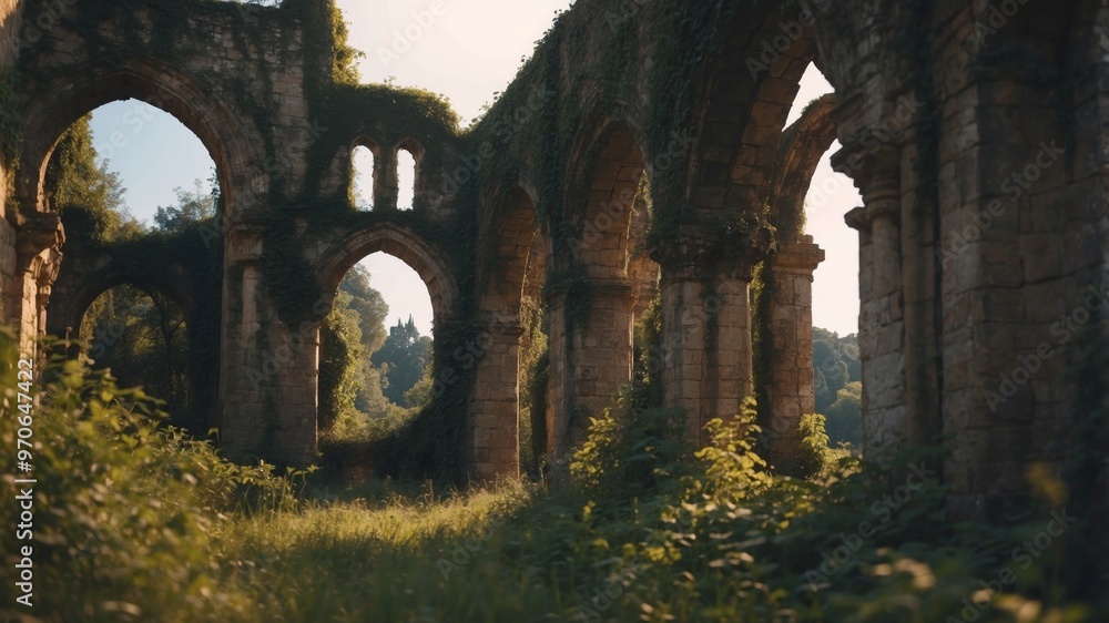 Fototapeta premium Overgrown Ruins of an Ancient Gothic Structure.