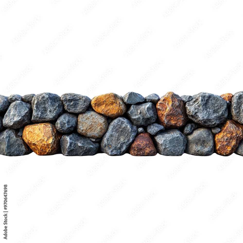 Gabion stone and metal fence on a white background Gabion stone and metal fence on a white background