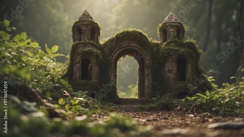Overgrown Ruins of an Ancient Gothic Structure.