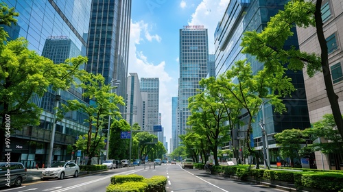 A high-rise cityscape showcasing the bustling financial district, representing growth, ambition,