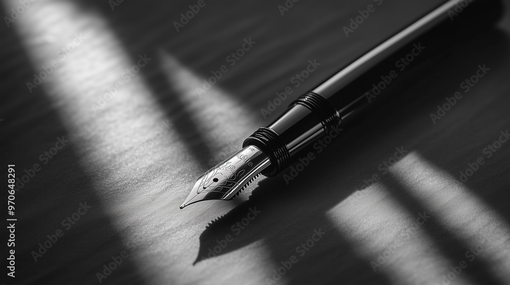 Naklejka premium luxury fountain pen in the dark