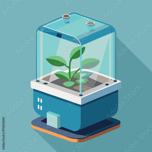 Illustrate a modern self-watering planter with a sleek