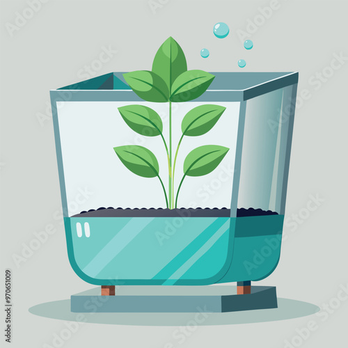 Illustrate a modern self-watering planter with a sleek