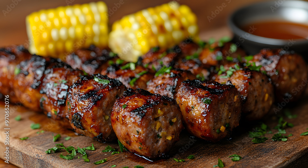 “Close-up of Delicious Smoky Sausage Kebabs on a Wooden Skewer, Grilled to Perfection and Ready for Serving at a Barbecue, Highlighting the Flavorful and Juicy Texture of Savory Outdoor Grilling”
“Close-up of Delicious Smoky Sausage Kebabs on a Wooden Skewer, Grilled to Perfection and Ready for Serving at a Barbecue, Highlighting the Flavorful and Juicy Texture of Savory Outdoor Grilling”