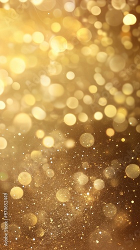 Abstract gold background with bokeh lights and glitter