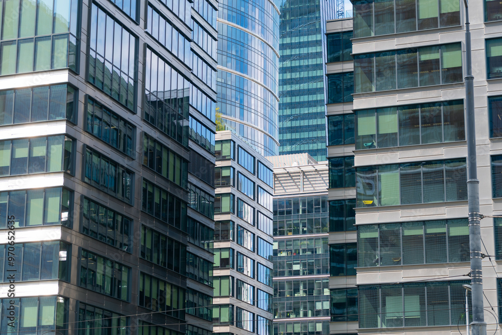 Obraz premium Modern architecture of glass and concrete. Business center.