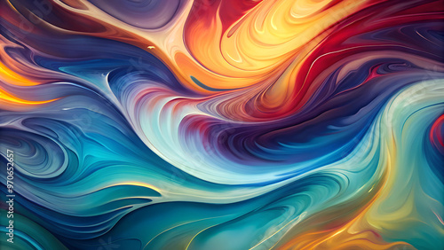 Abstract Flowing Paint Background with Vivid Colors