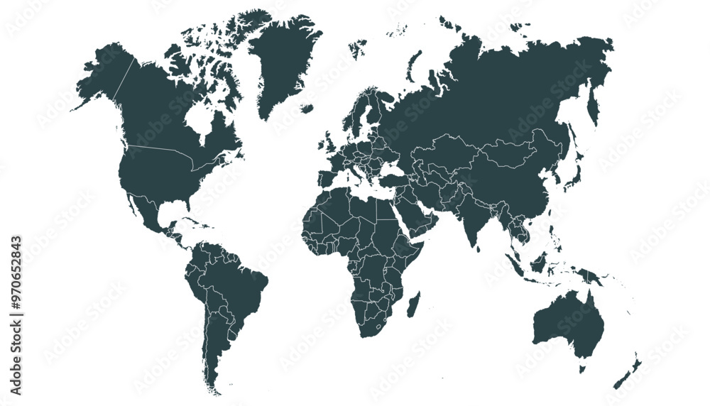 Obraz premium World map. Black modern vector map. Silhouette map