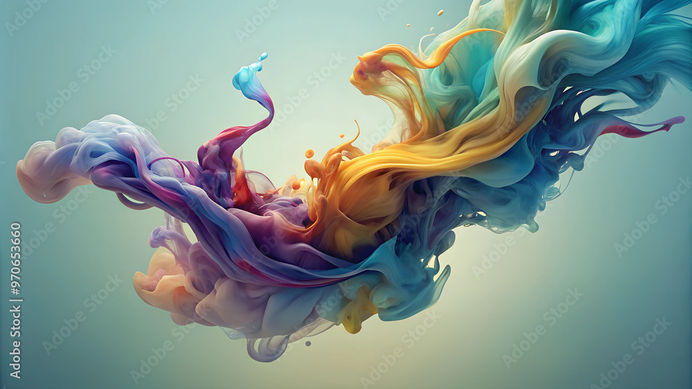 Fototapeta premium Abstract ink in water background with colorful ink swirling and creating organic shapes