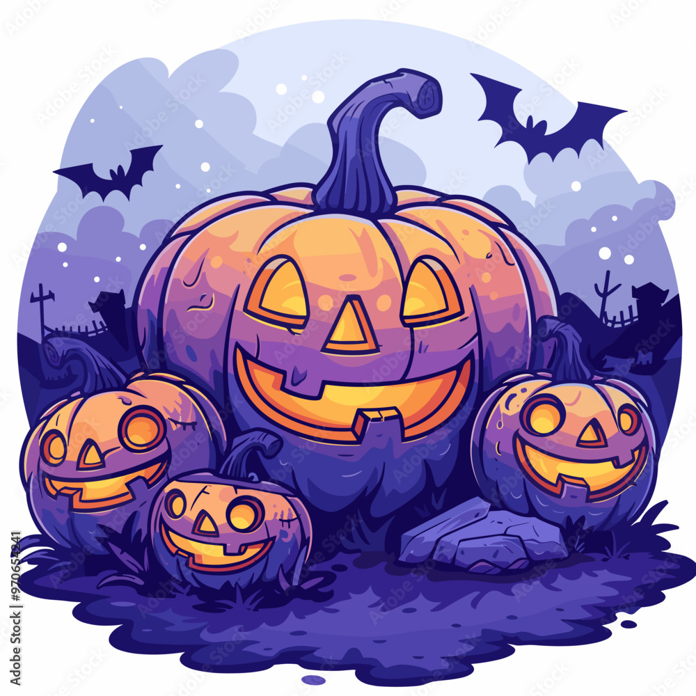A autumn postcard design for Scary Halloween with Cute characters. Horror story Trick-or-treating. Colorful Vector illustration for flyer and social media post. A autumn postcard design for Scary Halloween with Cute characters. Horror story Trick-or-treating. Colorful Vector illustration for flyer and social media post.