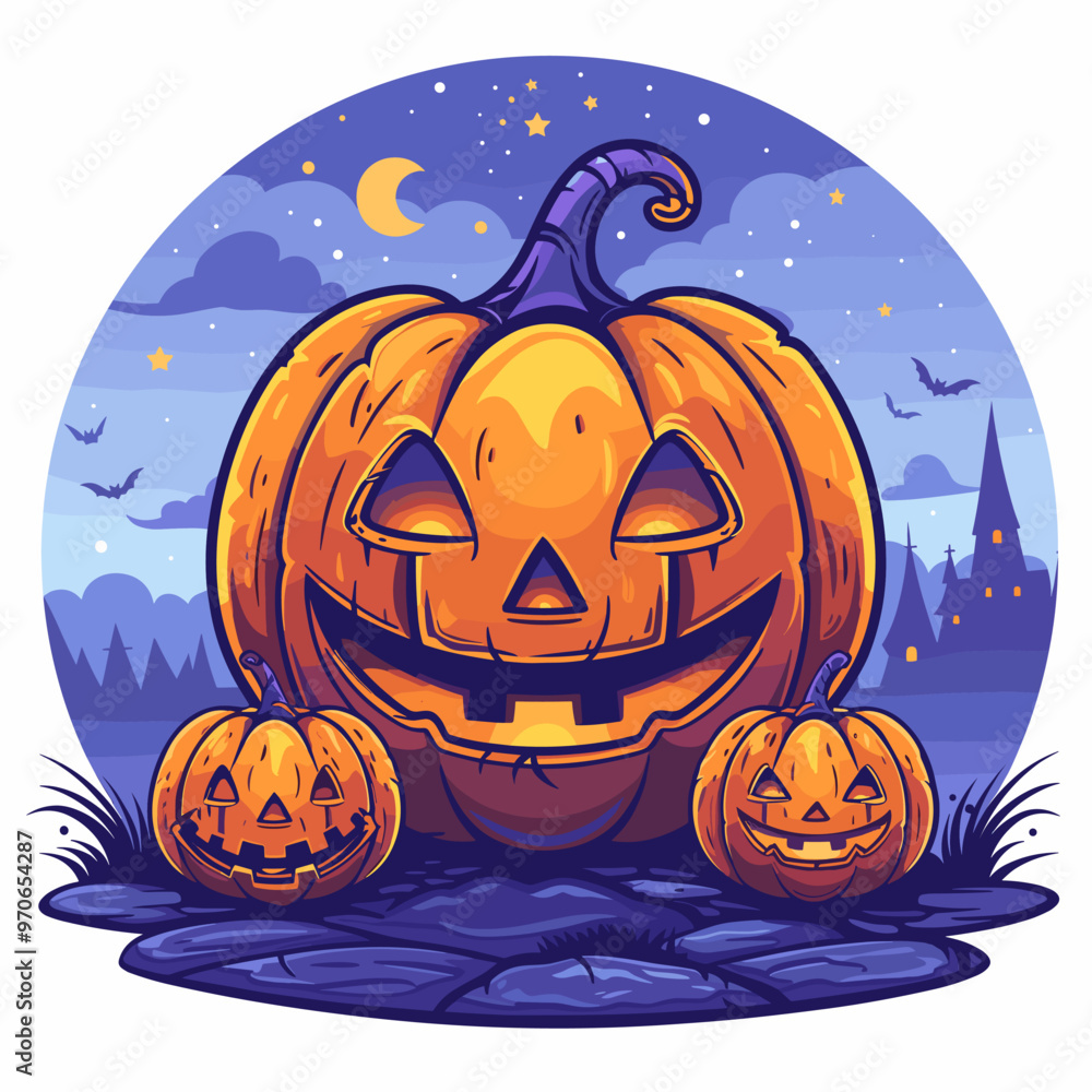 A autumn postcard design for Scary Halloween with Cute characters. Horror story Trick-or-treating. Colorful Vector illustration for flyer and social media post. A autumn postcard design for Scary Halloween with Cute characters. Horror story Trick-or-treating. Colorful Vector illustration for flyer and social media post.