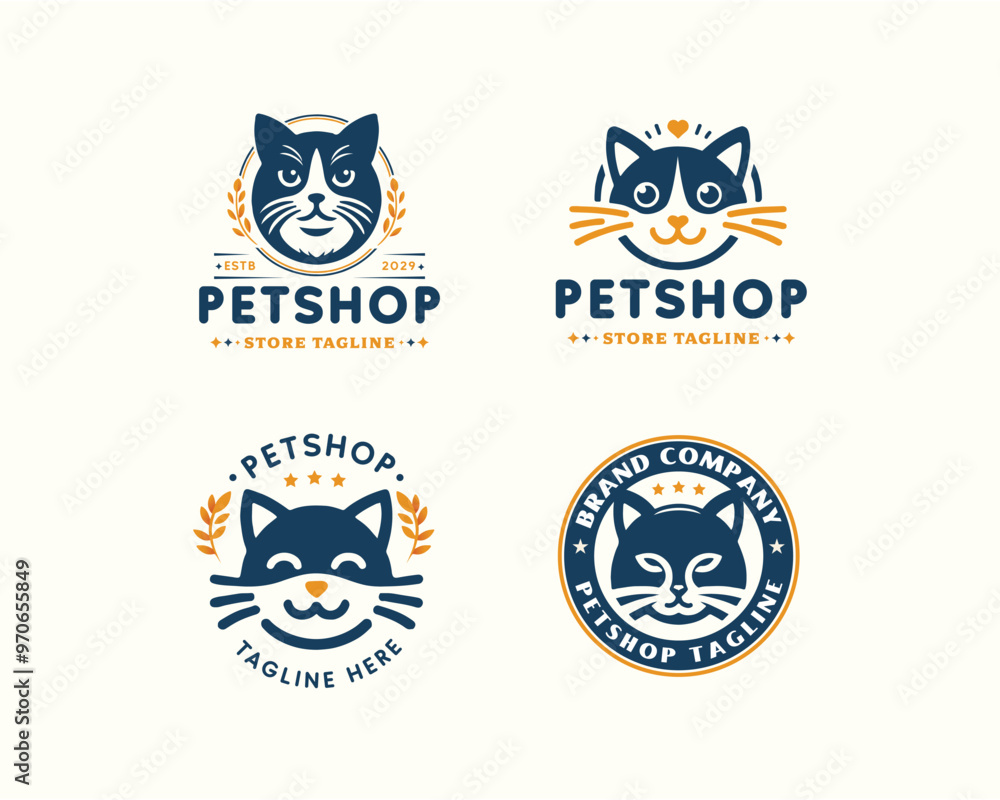 Naklejka premium Set colorful gradient Petshop logo template for business company