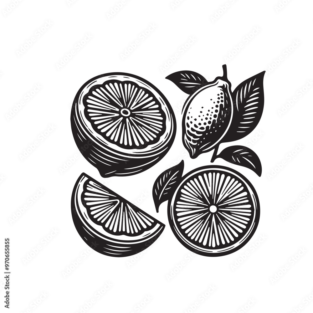 Lemon illustration vector design. Lemon silhouette black and white. Lemon illustration vector design. Lemon silhouette black and white.