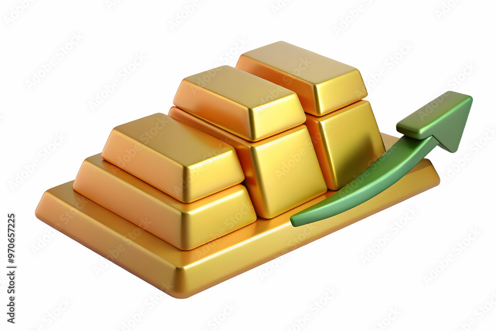 Flat Isolated Gold Bar with Upward Profit Arrow Vector Illustration for Financial Growth, Wealth, and Investment Concepts on White Background Flat Isolated Gold Bar with Upward Profit Arrow Vector Illustration for Financial Growth, Wealth, and Investment Concepts on White Background