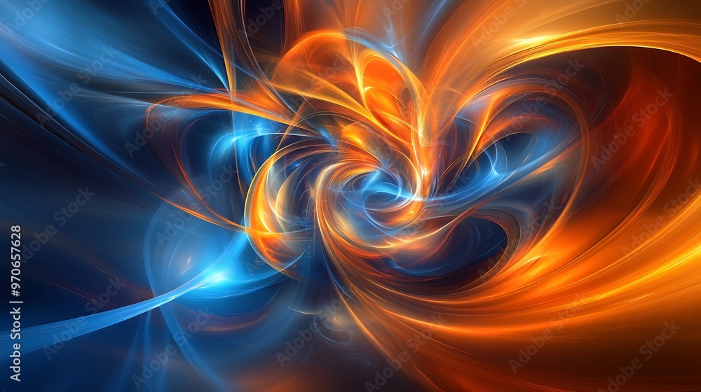 Abstract Swirling Blue and Orange Light Patterns Abstract Swirling Blue and Orange Light Patterns