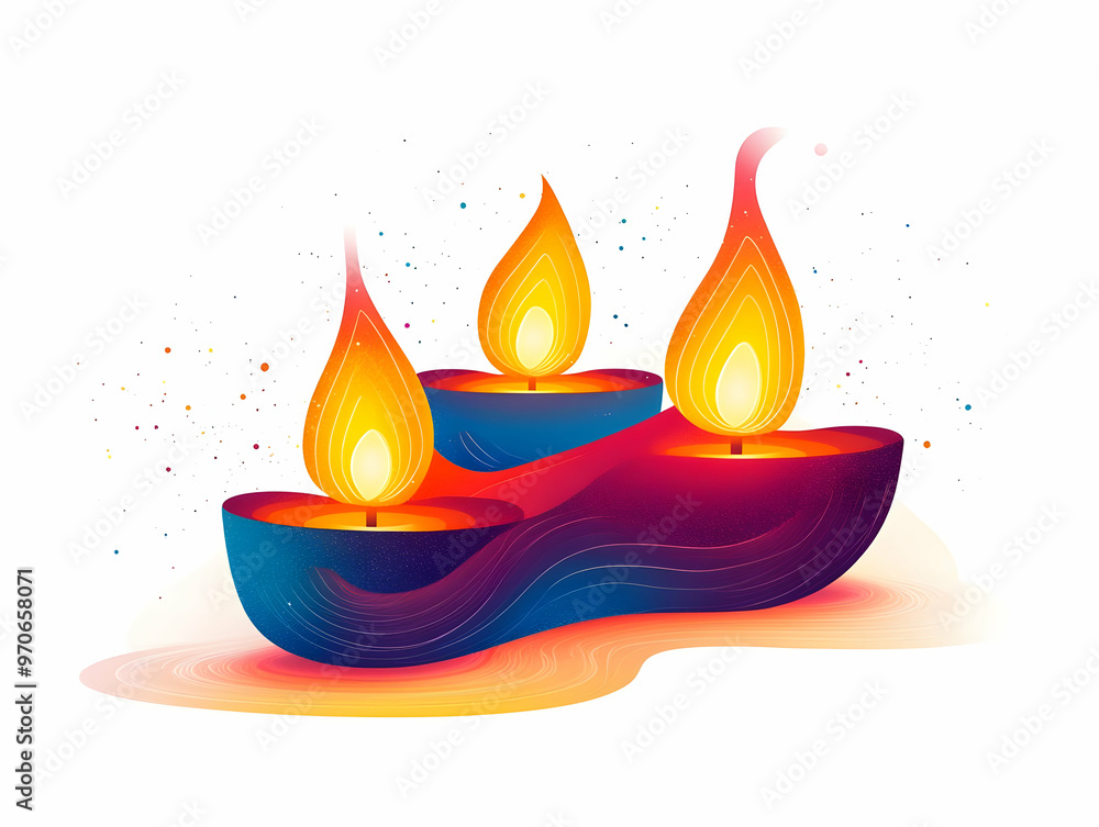 Dynamic Abstract Vector of Flat Diwali Diya and Lantern with Swirling Light Trails Isolated on White Background � Celebrating the Energy of Diwali Gatherings Dynamic Abstract Vector of Flat Diwali Diya and Lantern with Swirling Light Trails Isolated on White Background � Celebrating the Energy of Diwali Gatherings