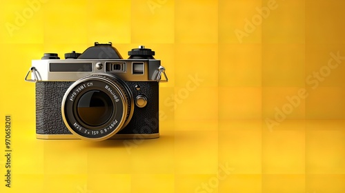 World Photography Day Camera Isolated on Yellow

 photo