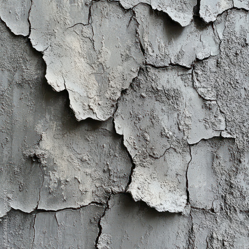 Close-up of Cracked and Peeling Grey Paint on a Wall Close-up of Cracked and Peeling Grey Paint on a Wall