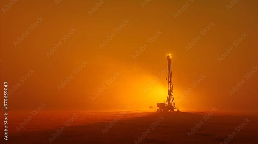 Lone Drilling Rig in Desolate Arid Landscape for Rural Settlement Water Supply Lone Drilling Rig in Desolate Arid Landscape for Rural Settlement Water Supply