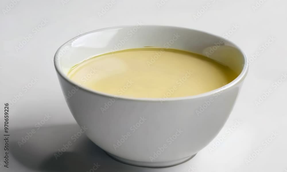 White ceramic bowl with soup on white background, Video White ceramic bowl with soup on white background, Video