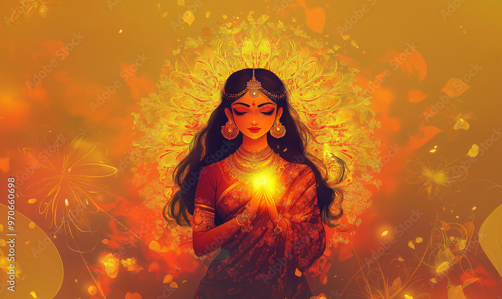 Celebrating the vibrant spirit of Durga Puja with the divine presence of Durga. May her blessings fill our lives with joy and prosperity Celebrating the vibrant spirit of Durga Puja with the divine presence of Durga. May her blessings fill our lives with joy and prosperity