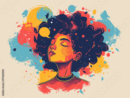 Dreamy Thoughts: A Minimalistic Vector Illustration of an Abstract Figure with a Floating Thought Bubble, Unleashing the Power of Imagination and Creativity
