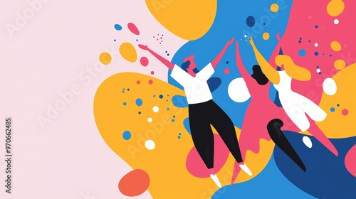 Wallpaper Mural A festival of colors collage with groovy cartoon characters throwing bright powder into the air Torontodigital.ca