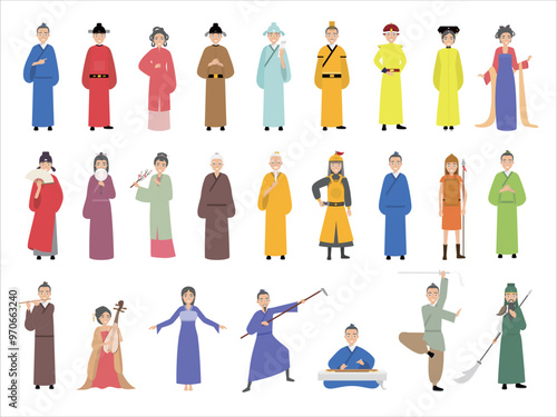 Ancient Chinese characters cartoon vector collection