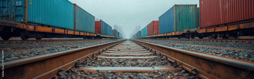 Vibrant Cargo Train With Shipping Containers Vibrant Cargo Train With Shipping Containers