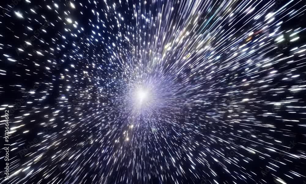 Simulated star field with streaks of light, creating the illusion of fast movement through the universe. Simulated star field with streaks of light, creating the illusion of fast movement through the universe.