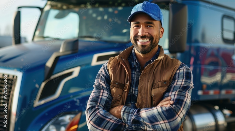 The Truck Driver Smiling Proudly The Truck Driver Smiling Proudly