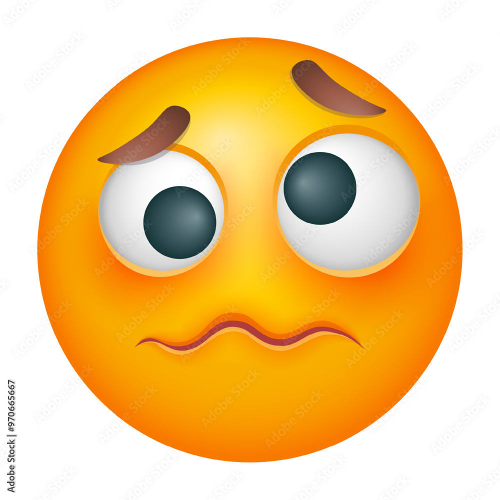 Confused emoji on white background. Cute emoticon. Confused emoji on white background. Cute emoticon.