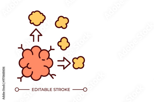 Metastasis RGB color icon. Cancer cells spread. Pathogenic tumors. Oncology. Malignant tumor. Disease development. Isolated vector illustration. Simple filled line drawing. Editable stroke