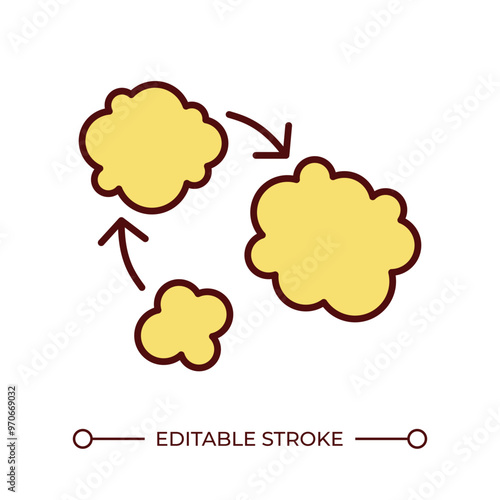 Tumor sizes RGB color icon. Cancer growth, development. Cancer staging. Oncology. Abnormal cell growth and mutation. Isolated vector illustration. Simple filled line drawing. Editable stroke
